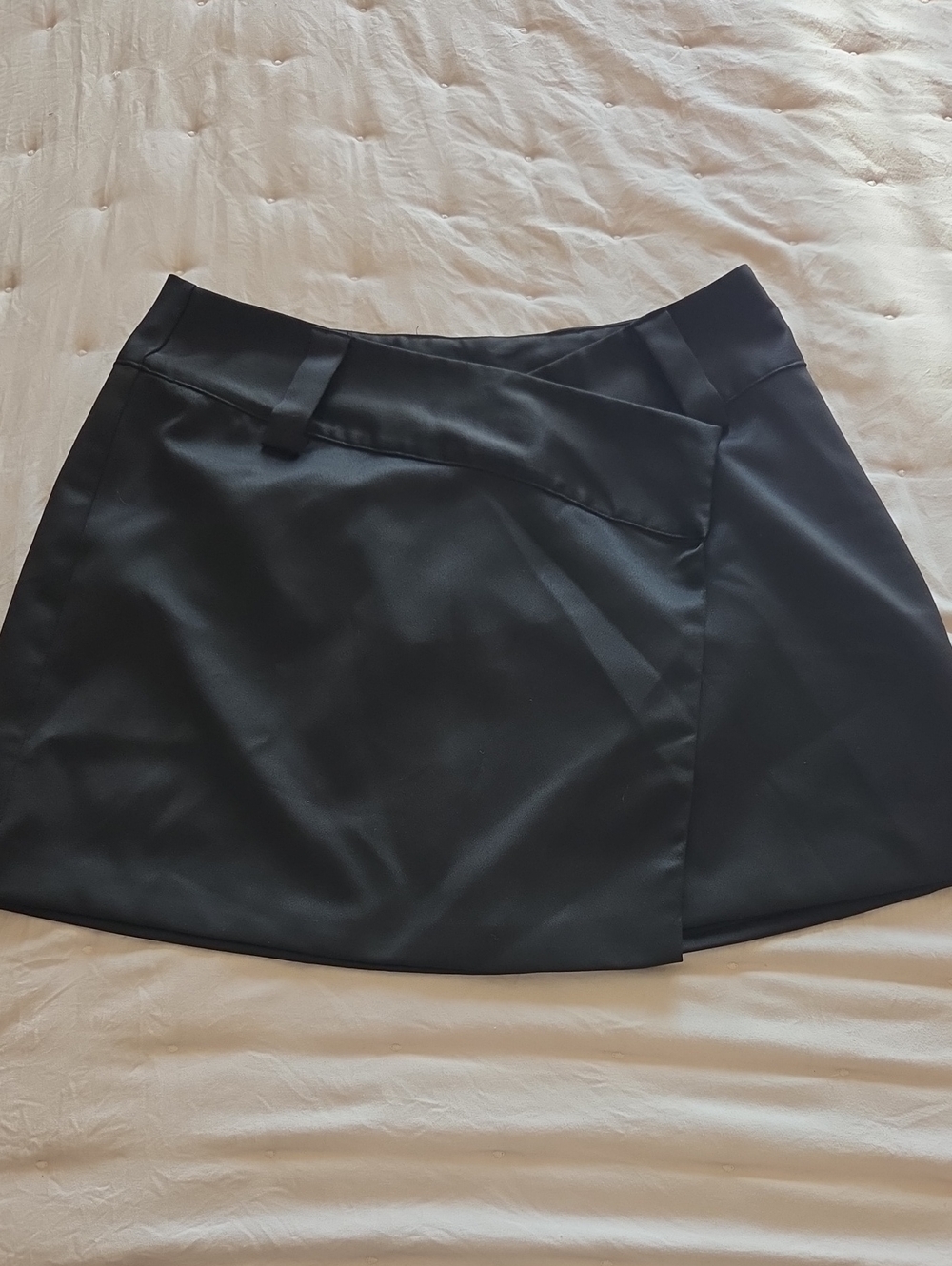 superdown Black Satin Asymmetric Mini Skirt